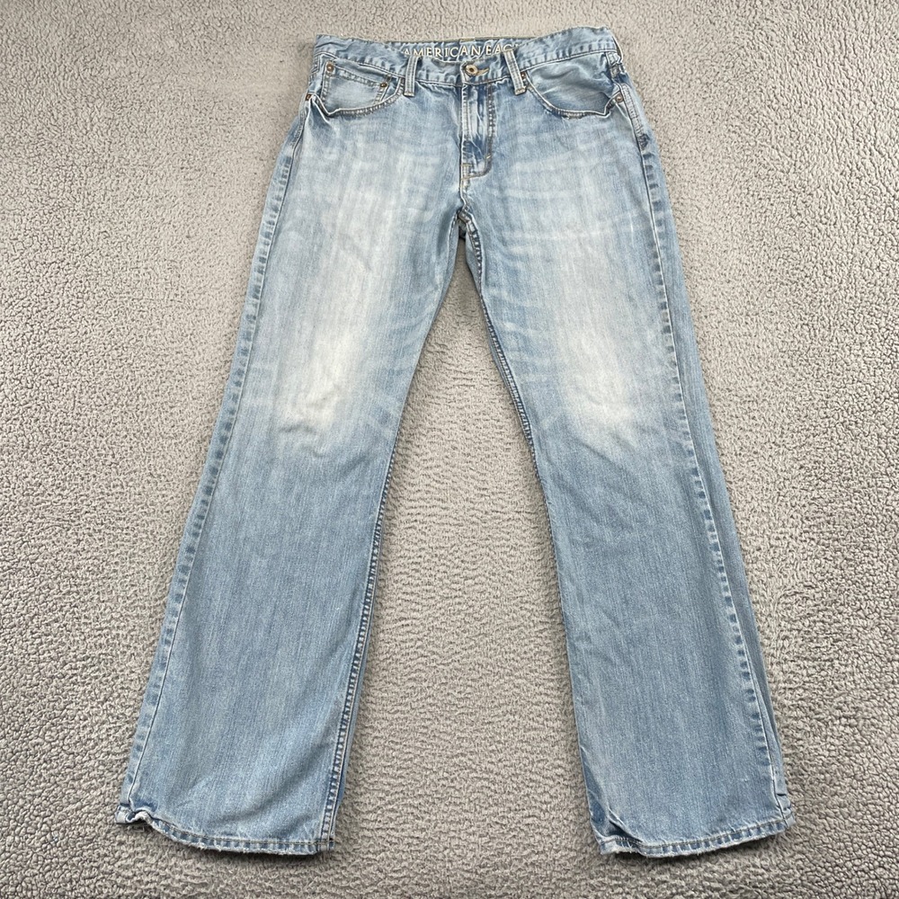 American Eagle Jeans Mens 34x34 Light Wash Bootcut Denim Y2K Distressed Cotton